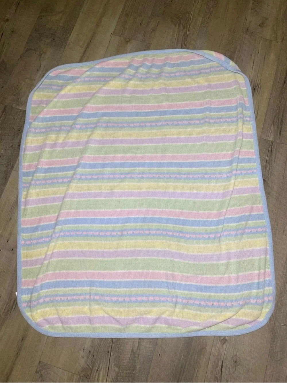 Blue Pink Green Yellow Pastel Stripe Acrylic Baby Blanket